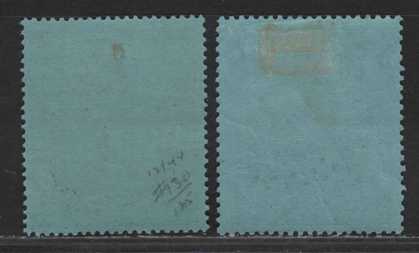 Lot 104 Bermuda SG#116c 2/- Purple & Deep Bright Blue on Deep Blue - Reddish Purple and Blue on Pale Blue King George VI, 1938-1953 KGVI Pictorial Issue, 2 F/VFOG Singles, Perfs 14 & 13.5x13, Ordinary Paper