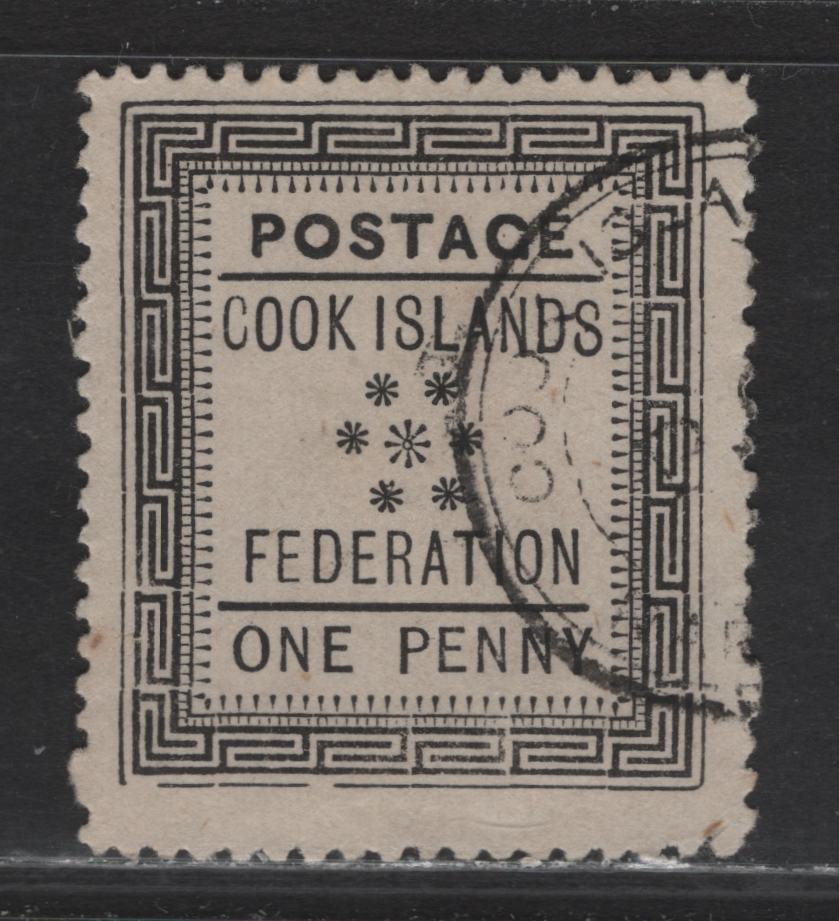 Lot 123 Cook Islands (C) SG#1 1d Black Stars, 1892 Stars Issue, A Fine Used Single