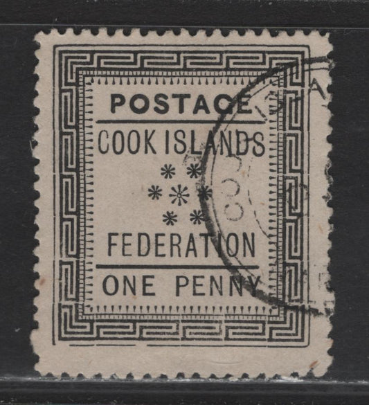 Lot 123 Cook Islands (C) SG#1 1d Black Stars, 1892 Stars Issue, A Fine Used Single