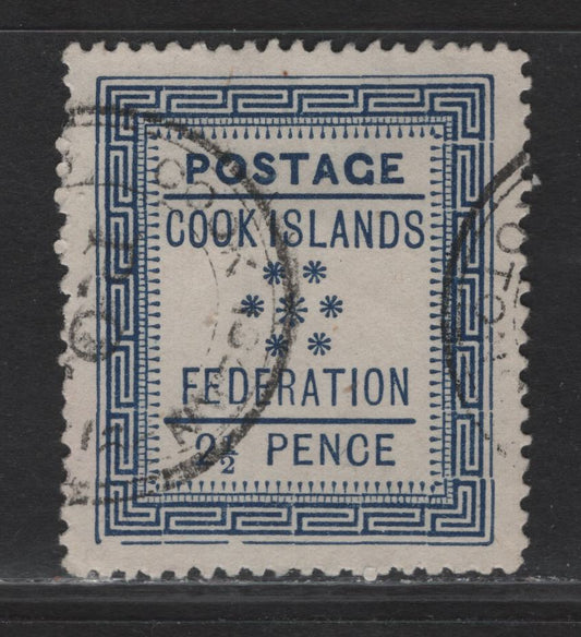Lot 125 Cook Islands (C) SG#3 2.5d Blue Stars, 1892 Stars Issue, A Very Fine Used Single, White Paper