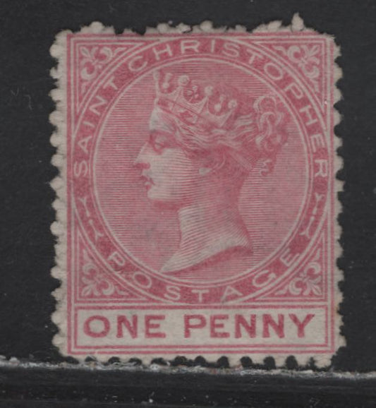 Lot 161 St Christopher (C) SG#1a 1d Dull Rose Queen Victoria, 1870-1882 Queen Victoria Issue, A Fine Unused Single, Sideways Crown CC Wmk
