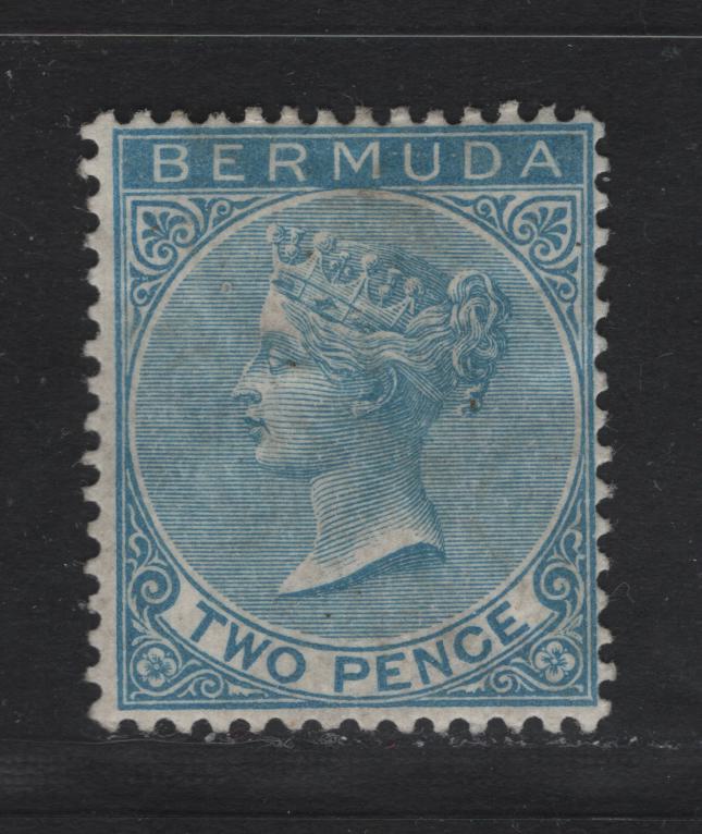 Bermuda SG#25 2d Blue, 1883-1904 Queen Victoria Keyplates Issue, Wmk Crown CA, A FOG Single