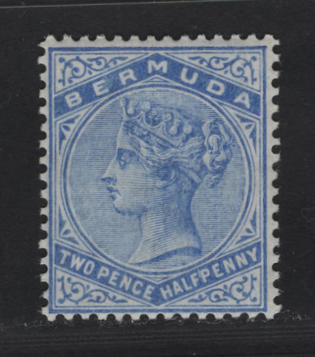 Lot 19 Bermuda SG#27 2 1/2d Deep Ultramarine, 1883-1904 Queen Victoria Keyplates Issue, Wmk Crown CA, A Fine LH Single