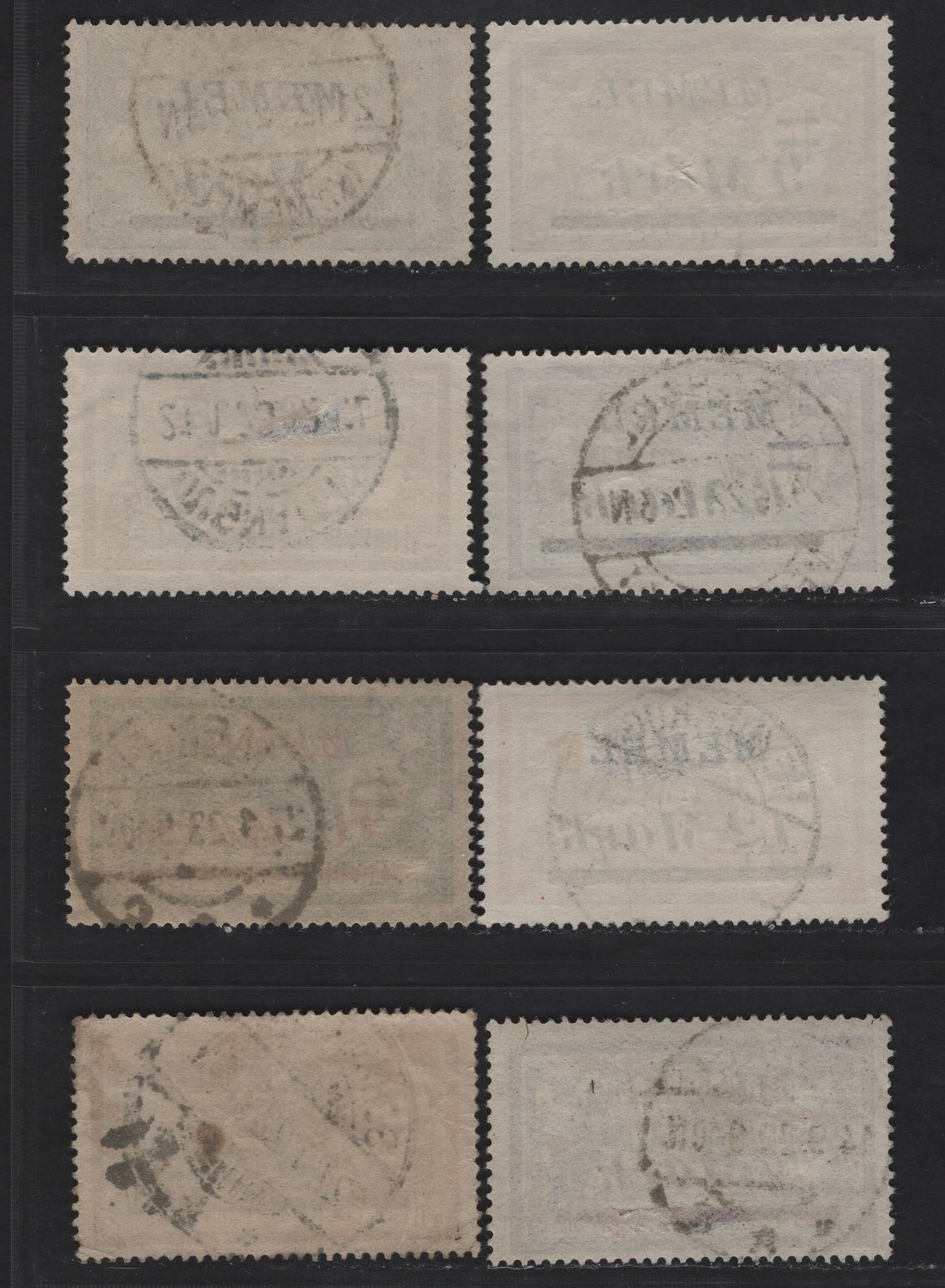 Lot 231 Memel SC#73, 76-77, 79-81, 83-84 2m on 1fr - 12m on 40c Claret & Olive Green - Red & Pale Blue , 1922 Italic Overprinted France Merson Issue, 8 Fine/Very Fine Used Singles, SON Memel & Other Town Cancels