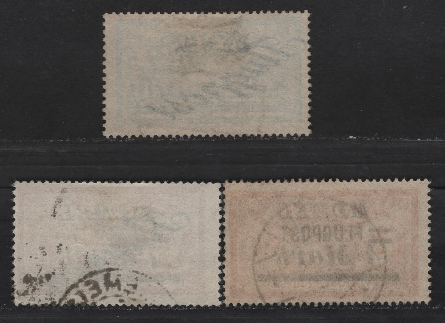 Lot 241 Memel SC#C9-C10, C26 50pf on 45c - 4m on 2fr Green & Pale Blue , 1922 Airmail Overprinted Issue, 3 Fine Used Singles