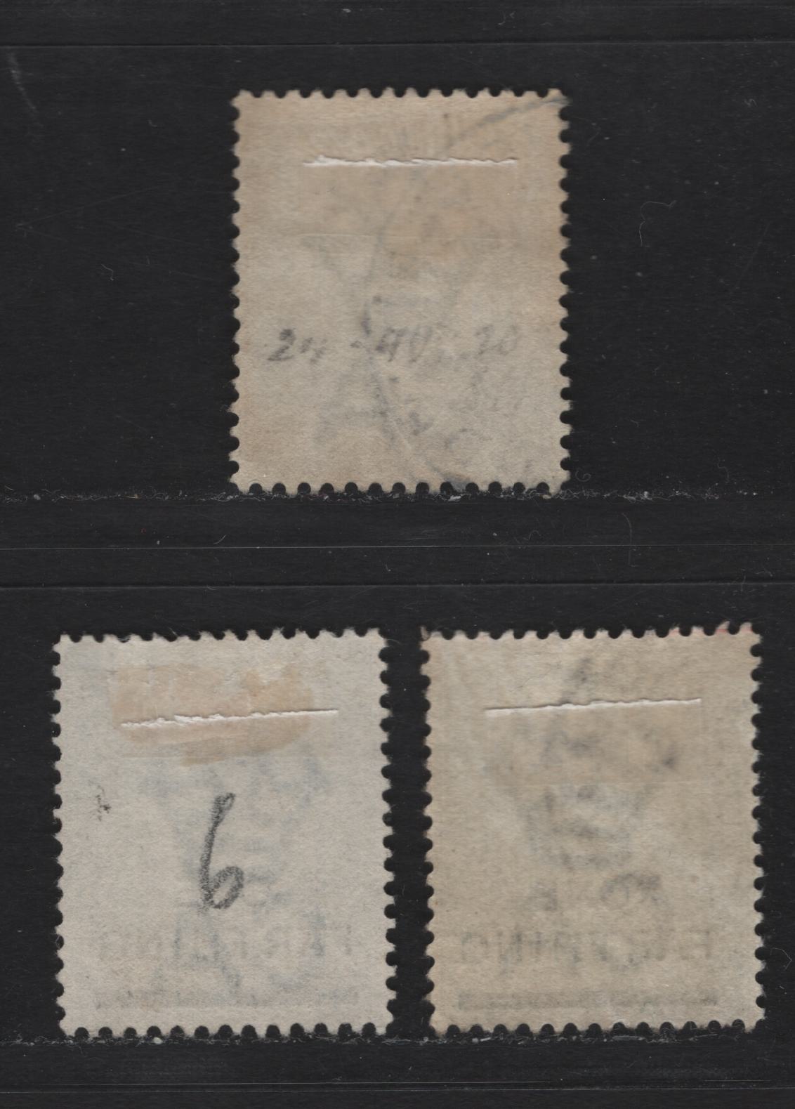 Lot 25 Bermuda SG#29,30 1/- Yellow Brown, 1/4d On 1/- Dull Grey, 1883-1904 Queen Victoria Keyplates Issue, Wmk Crown CA, 3 F&VF Used Singles 1/- With An Ireland Island Cancel