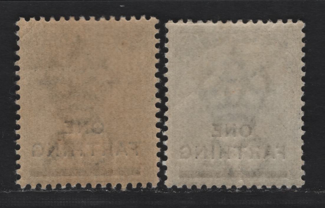 Lot 27 Bermuda SG#30 1/4d On 1/- Dull Grey, 1901 Surcharged Issue, 2 F&VF OG Singles Two Shades Of Grey, Small Gum Wrinkle On One