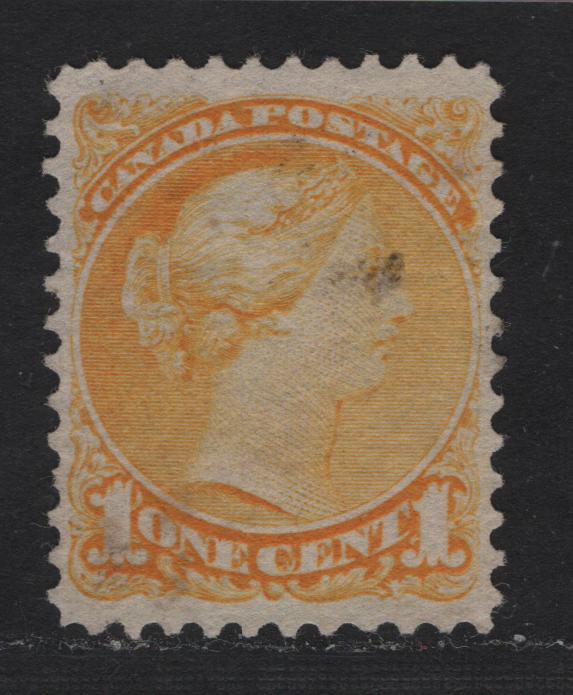 Lot 274 Canada (C) #35 1c - 3c Bright Yellow Queen Victoria, 1870-1893 Small Queen Issue, A Very Fine Used Single, 2nd Ottawa Printing, Perf 11.9x12, Paper 2O-II.