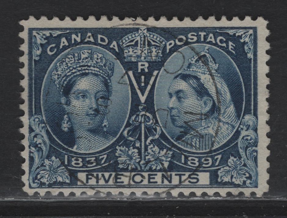 Lot 281 Canada (C) #54 5c Deep Blue Queen Victoria, 1897 Diamond Jubilee Issue, A Fine Used Single, SON December 8 1897 Millbrook ON CDS Cancel, Unchecked As to Paper Type