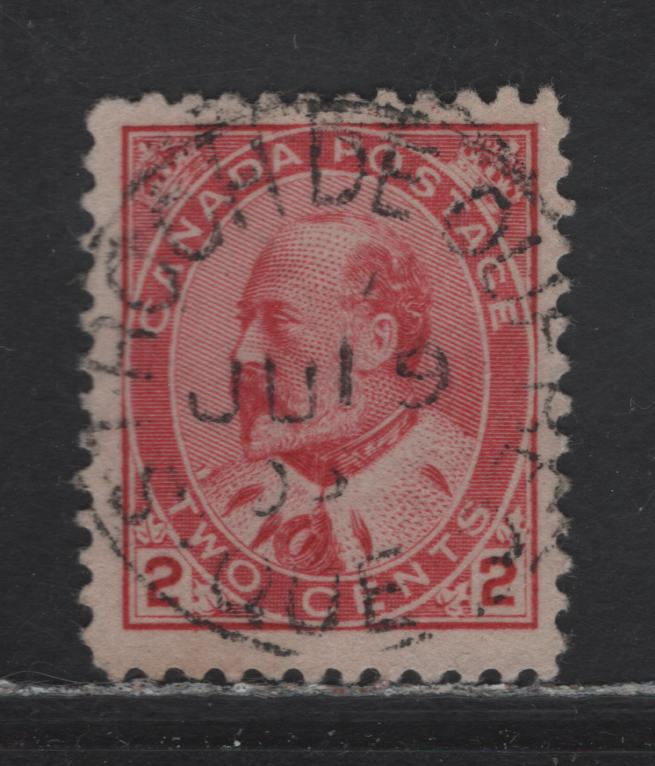 Lot 284 Canada #90e 2c Rose Carmine King Edward VII, 1903-1908 King Edward VII Issue, A Very Fine Used Single, Type 1, SON July 19 1904 St Roch de Quebec CDS Cancel