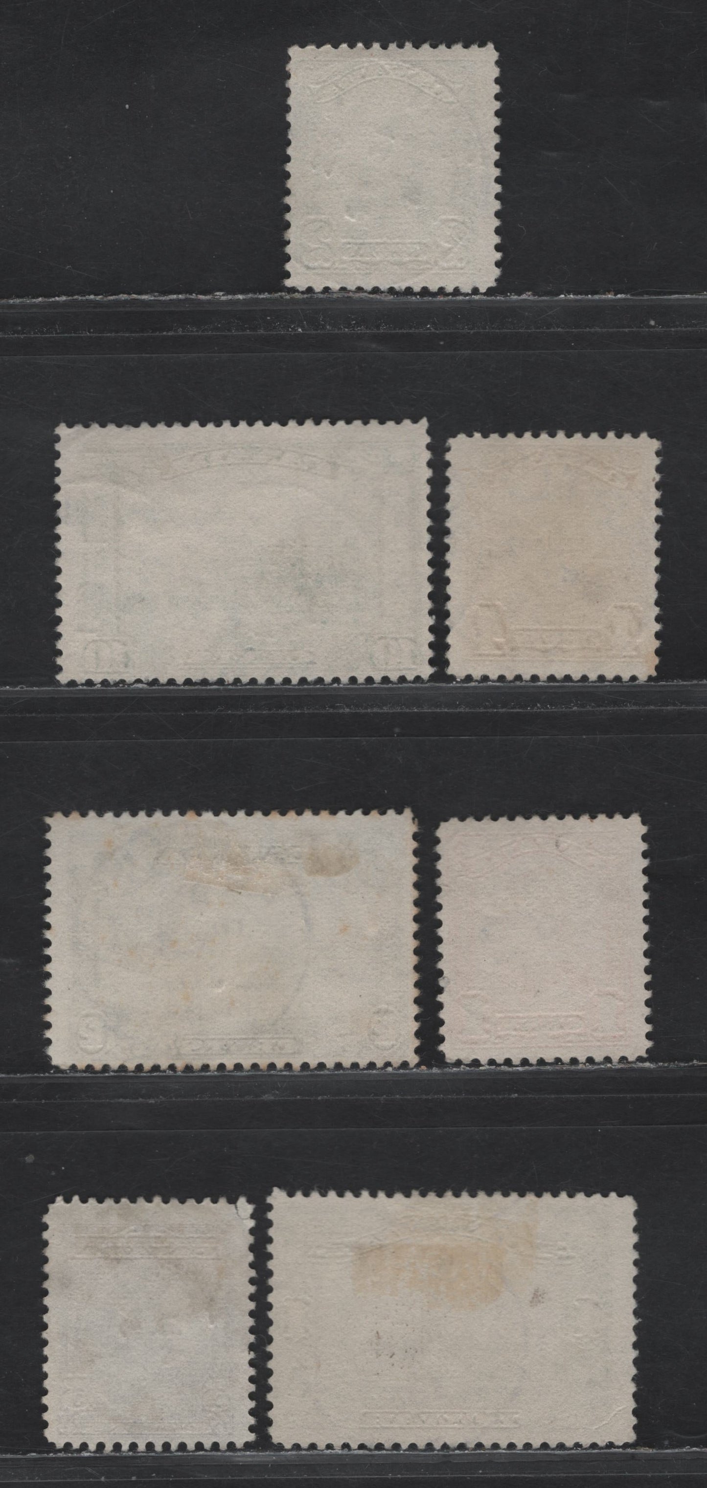 Lot 286 Canada (C) #144, 149-150, 152, 155-156, 159 5c - $1 Violet - Olive Green Sir Wilfrid Laurier - parliament Building, 1927-1929 60th Anniv of Confederation - Scroll Issues, 7 Fine Used Singles, Unchecked As To Paper Types, SON Town Cancels
