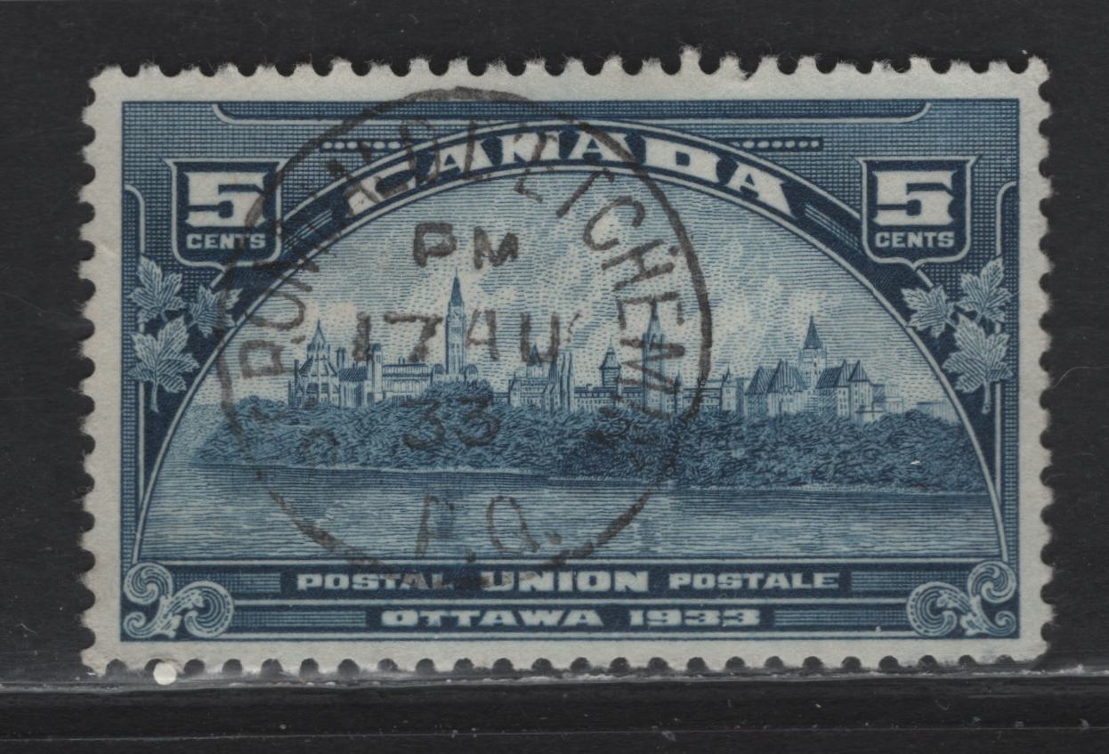 Lot 291 Canada (C) #202 5c Dark Blue Parliament Buildings, 1933 UPU Meeting Issue, A Very Fine Used Single, One in 1000 Used Example, Nearly Perfectly Centered With SON Aug 17 1933 At Romuald L'Etchemin Quebec CDS