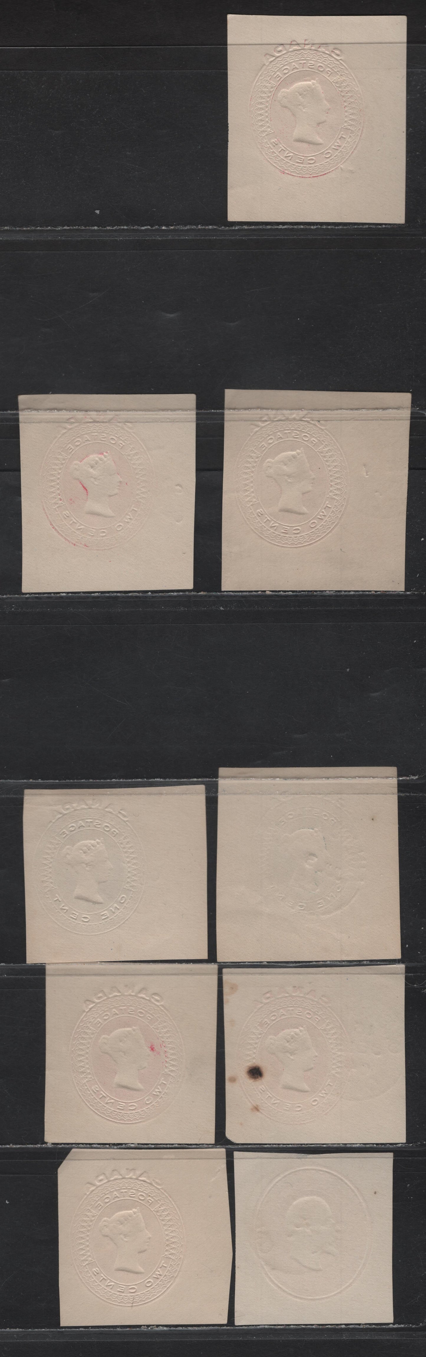 Lot 293 Canada #U9, U11, U16b 1c - 2c Green - Red Queen Victoria - King Edward VII, 1898-1905 Portrait Issues,  Very Fine Used Cut Squares, SON Town Cancels