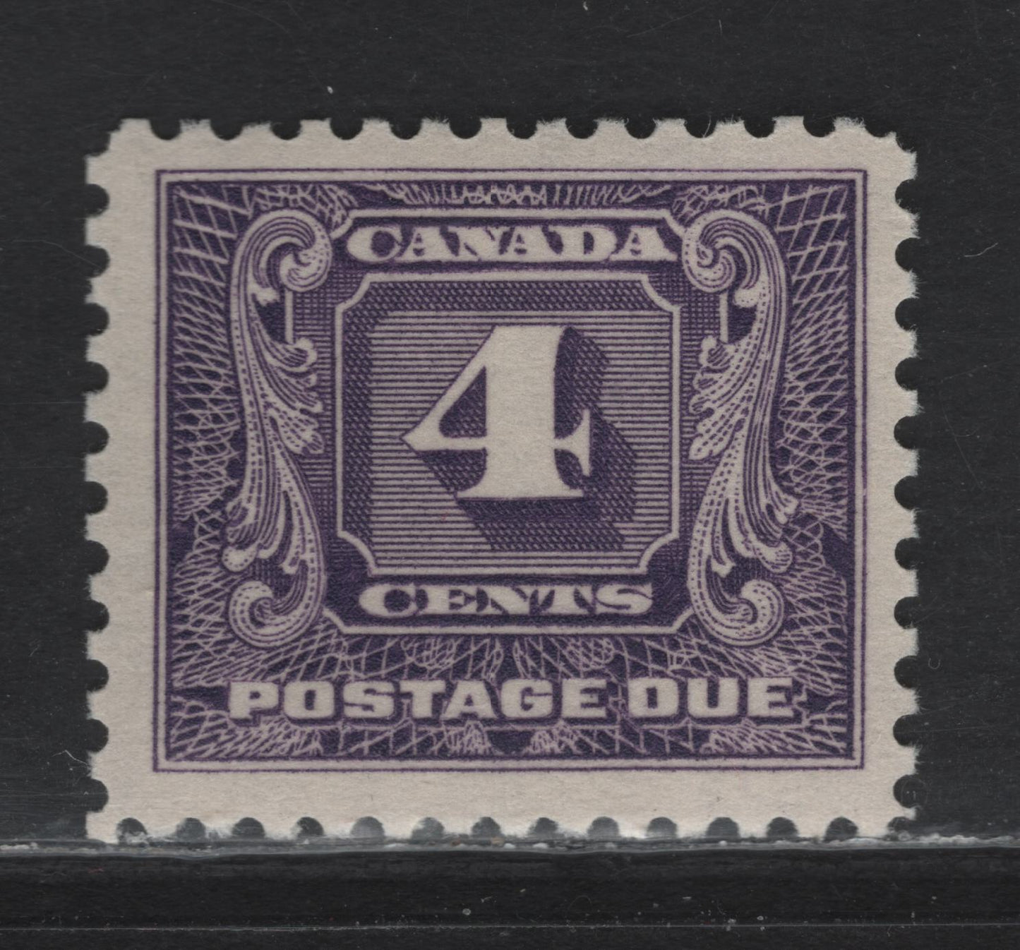 Lot 302 Canada (C) #J8 4c Violet Numeral, 1930-1932 2nd Postage Dues, A VFNH Single, Paper BABN-EEE, Perf 10.9, Design Size 21.75x18.3mm.