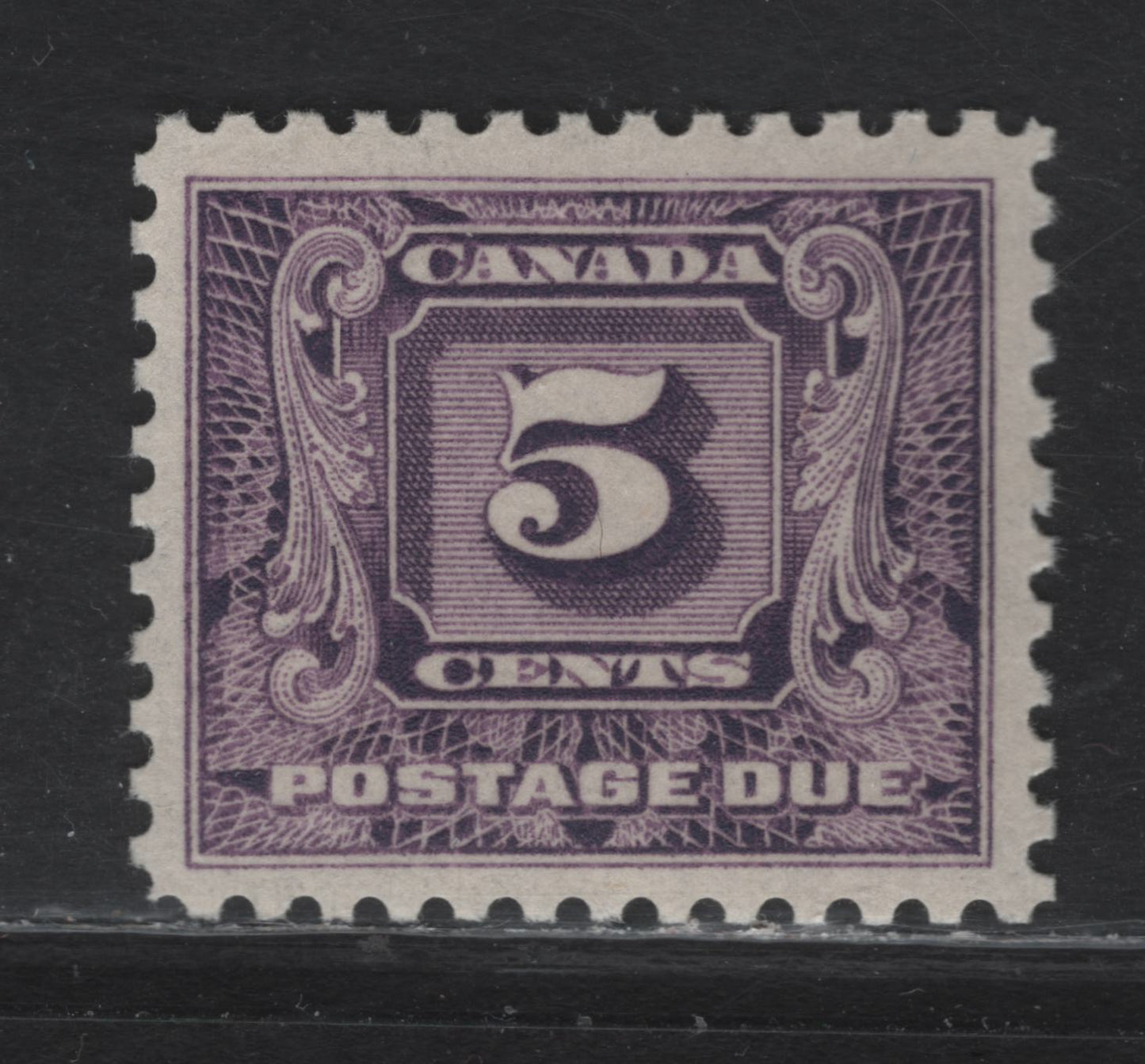 Lot 303 Canada (C) #J9 5c Light Reddish Violet Numeral, 1930-1932 2nd Postage Dues, A VFNH Single, BABN-D Paper, Perf 10.9x10.75, 21.6x18.4mm Design.