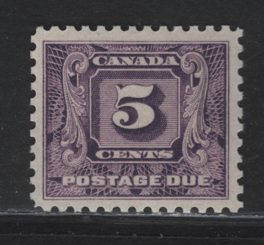 Lot 303 Canada (C) #J9 5c Light Reddish Violet Numeral, 1930-1932 2nd Postage Dues, A VFNH Single, BABN-D Paper, Perf 10.9x10.75, 21.6x18.4mm Design.