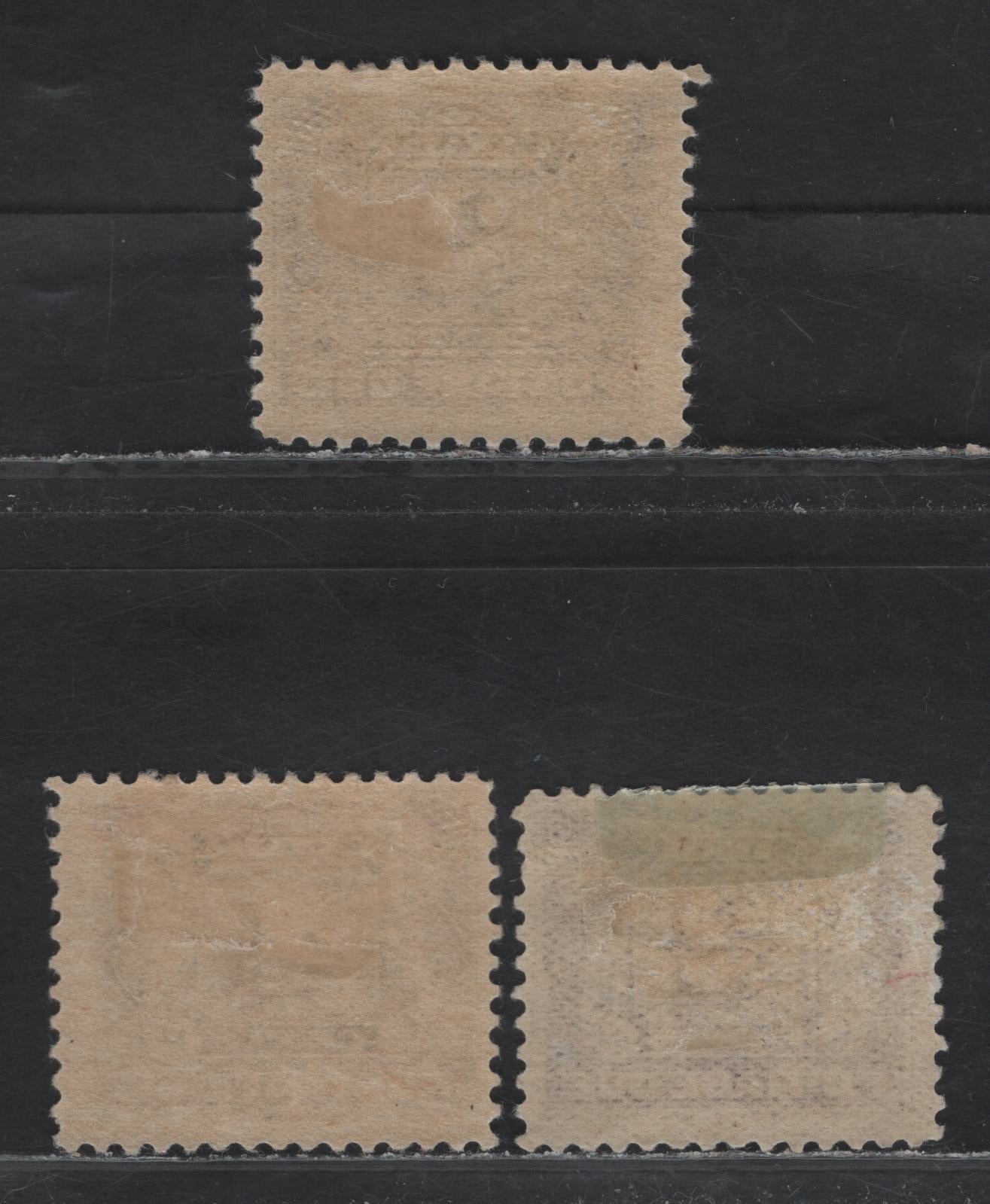 Lot 308 Canada #J2, J2a, J3 2c - 4c Purple - Blackish Lilac Numeral, 1906-1928 Postage Dues, 3 FOG Singles, Wet & Dry Printings, Unchecked As To Specific Types