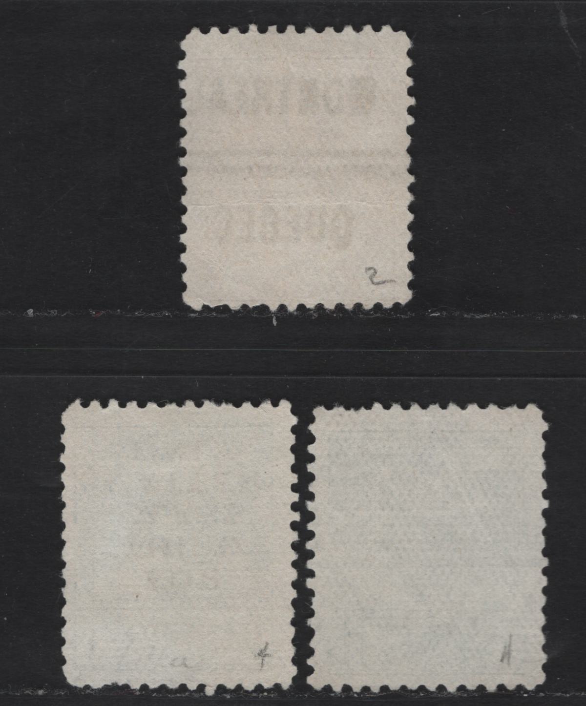 Lot 322 Canada #89iiixx, 93xx 1c - 10c Bluish Green - Brown Violet King Edward VII, 1903-1908 King Edward VII Issue, 3 Fine Used Precancelled Singles, Montreal Style 4 Inverted, Montreal Style 3 & Montreal Style 2