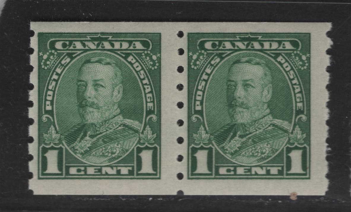 Lot 365 Canada #228 1c Green King George V, 1935-1937 Dated Die Issue Airmail, A Fine NH Coil Pair On Paper CBN-BBBB