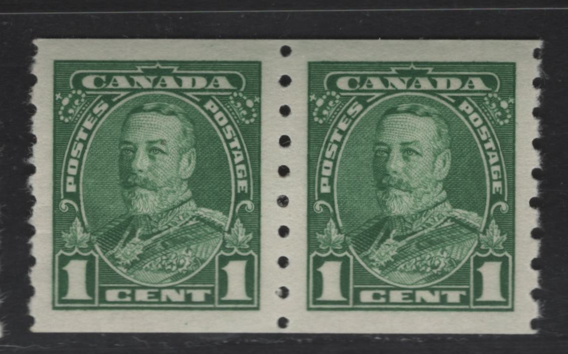 Lot 367 Canada #228 1c Green King George V, 1935-1937 Dated Die Issue Airmail, A VFOG Coil Pair On Paper CBN-CCCC