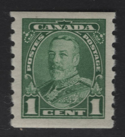 Lot 368 Canada #228 1c Green King George V, 1935-1937 Dated Die Issue Airmail, A VFOG Coil Single On Paper CBN-DDDD