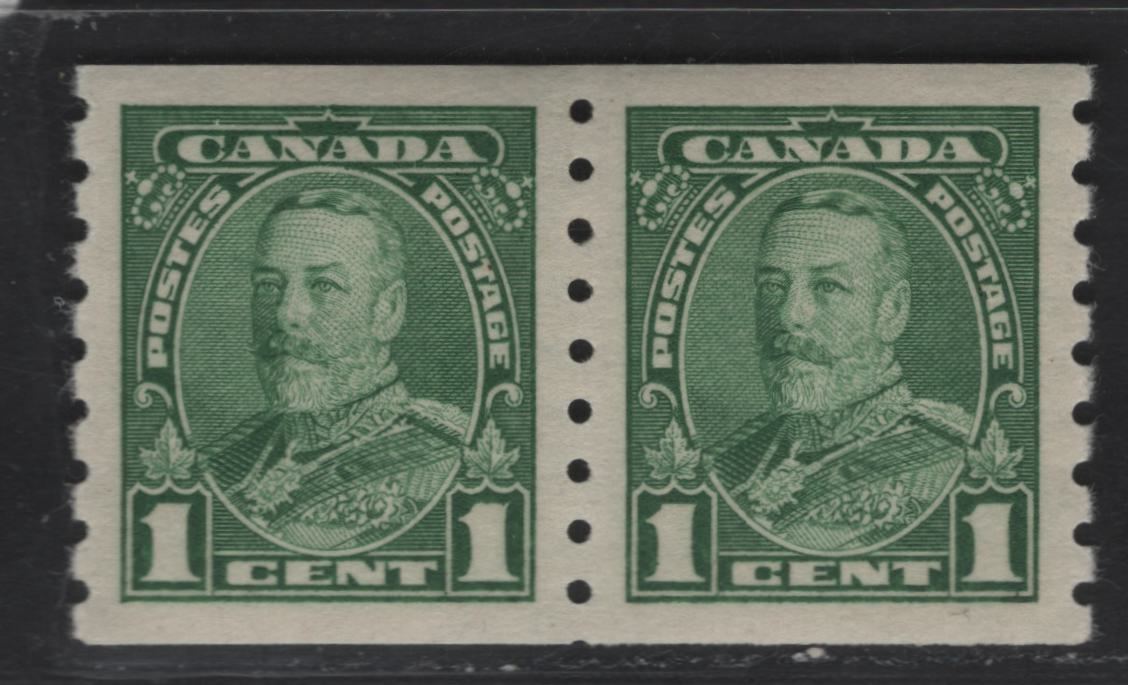 Lot 369 Canada #228 1c Green King George V, 1935-1937 Dated Die Issue Airmail, A Fine NH Coil Pair On Paper CBN-G