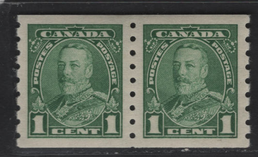 Lot 369 Canada #228 1c Green King George V, 1935-1937 Dated Die Issue Airmail, A Fine NH Coil Pair On Paper CBN-G