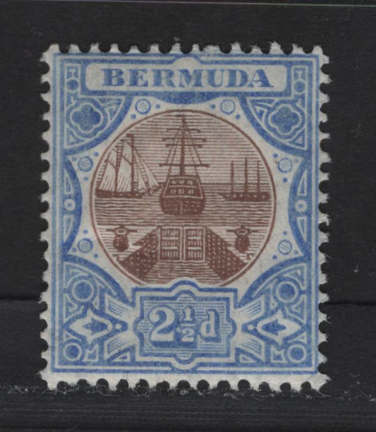 Lot 37 Bermuda SG#40 2.5d Brown & Ultramarine Dry Docks, 1906-1910 Dry Docks Definitive Issue, A FNH Single, Lower Right Corner Perf is Creased