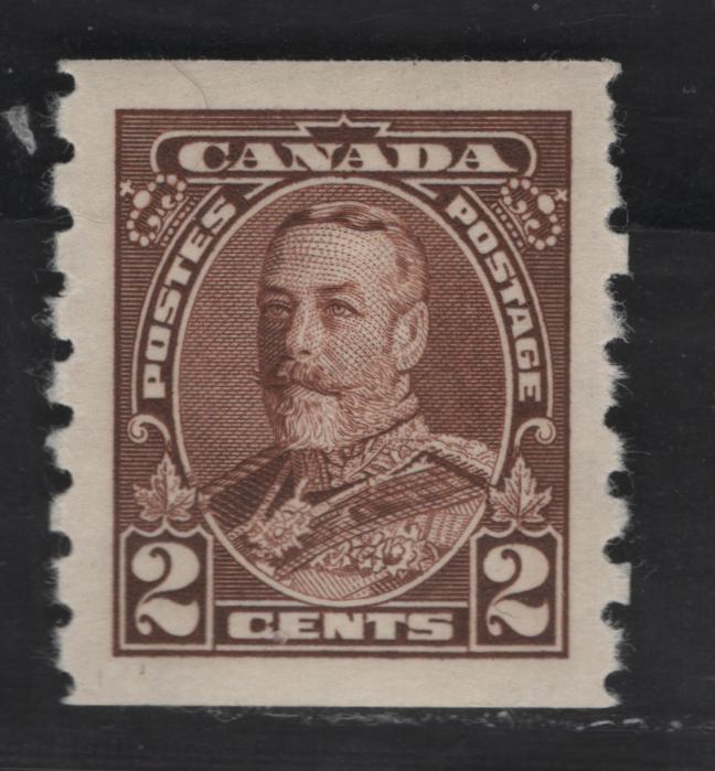 Lot 375 Canada #229 2c Brown King George V, 1935-1937 Dated Die Issue Airmail, A VFOG Coil Single On Paper CBN-EEEE