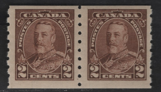 Lot 379 Canada #229 2c Brown King George V, 1935-1937 Dated Die Issue Airmail, A Fine OG Coil Pair On Paper CBN-WW