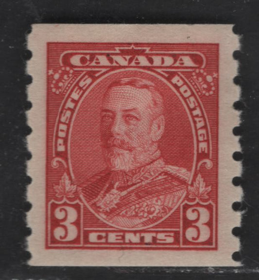 Lot 380 Canada #230 3c Carmine King George V, 1935-1937 Dated Die Issue Airmail, A VFOG Coil Single On Paper CBN-G