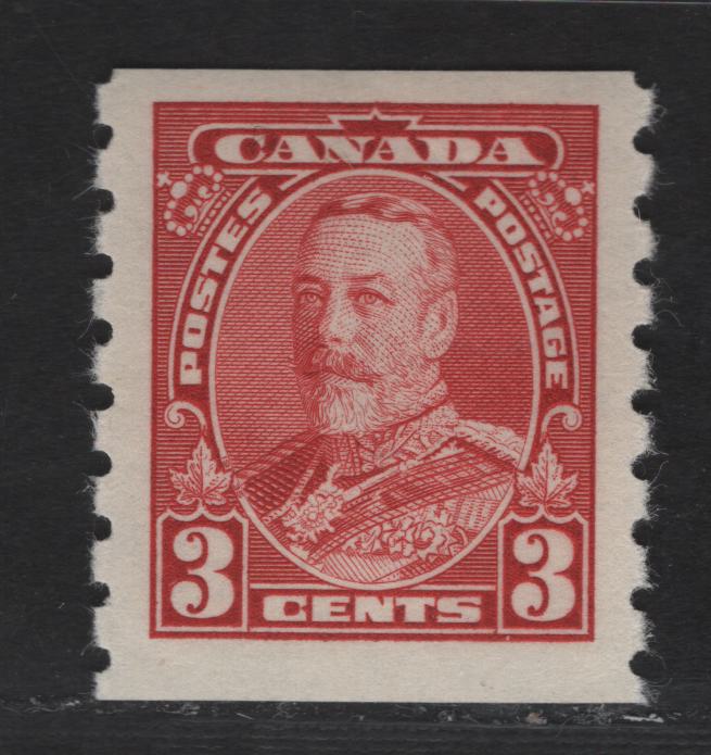 Lot 382 Canada #230 3c Carmine King George V, 1935-1937 Dated Die Issue Airmail, A VFNH Coil Single On Paper CBN-EEEE