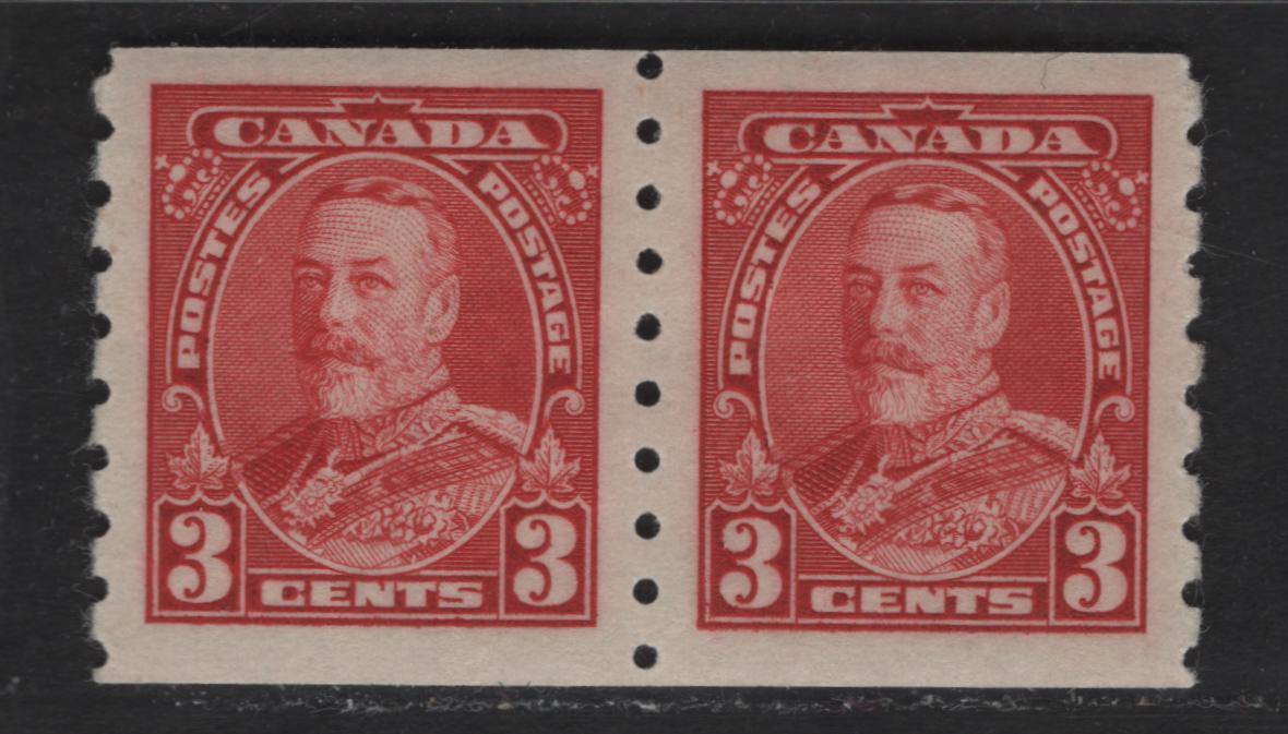 Lot 385 Canada #230 3c Carmine King George V, 1935-1937 Dated Die Issue Airmail, A VFOG Coil Pair On Paper CBN-GGGG