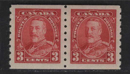 Lot 385 Canada #230 3c Carmine King George V, 1935-1937 Dated Die Issue Airmail, A VFOG Coil Pair On Paper CBN-GGGG
