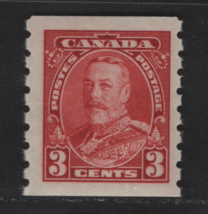 Lot 386 Canada #230 3c Carmine King George V, 1935-1937 Dated Die Issue Airmail, A VFOG Coil Single On Paper CBN-G