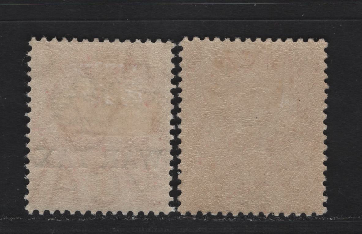 Lot 52 Bermuda SG#56, 58 1d  Red - Carmine Caravel, 1918-1920 War Tax Overprinted Issue, 2 VFOG Singles