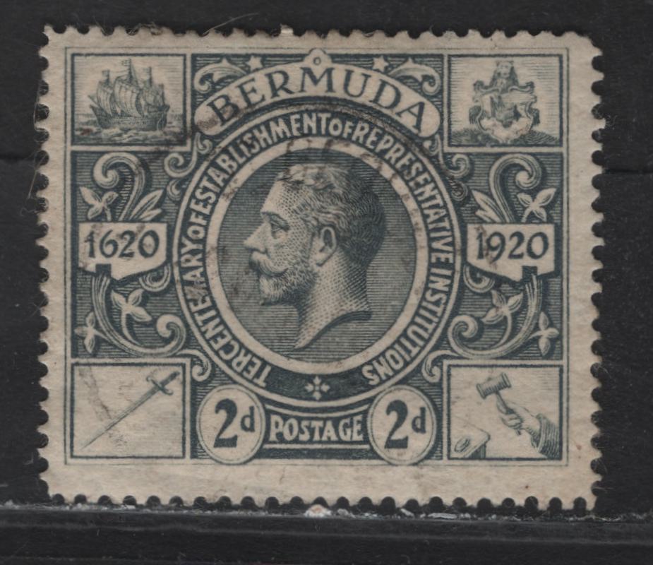 Lot 67 Bermuda SG#68 2d - 4d Slate Gray Representative Institutions, 1921 Tercentenary of Representative Institutions Issue, A Fine Used Single