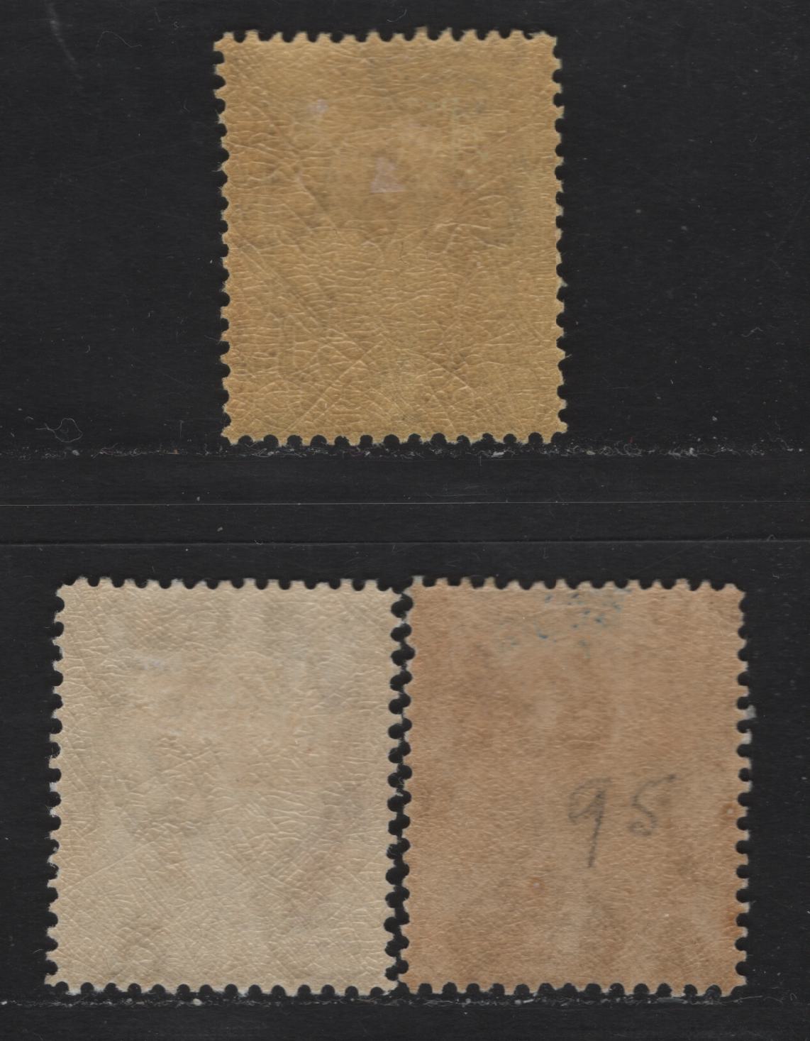 Lot 76 Bermuda SG#82,b, 84 2.5d - 3d Ultramarine - Purple on Yellow Caravel, 1922-1934 Caravel Definitive Issue, 3 VFOG Singles