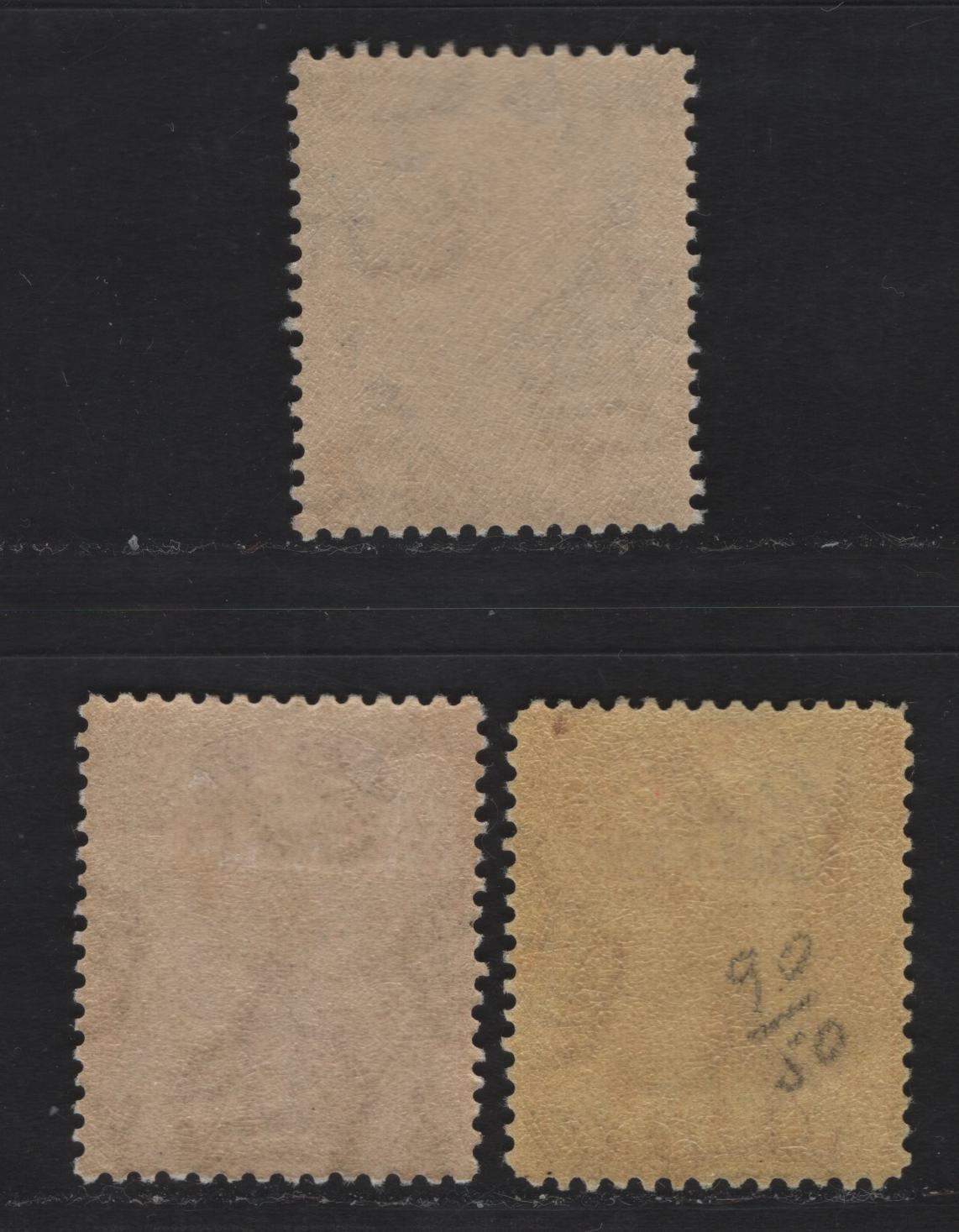 Lot 77 Bermuda SG#83, 85, 86 3d - 4d Ultramarine - Red on Yellow Caravel, 1922-1934 Caravel Definitive Issue, 3 F/VFOG Singles, 3d & 6d Comb Perf & The 4d Is Line Perf
