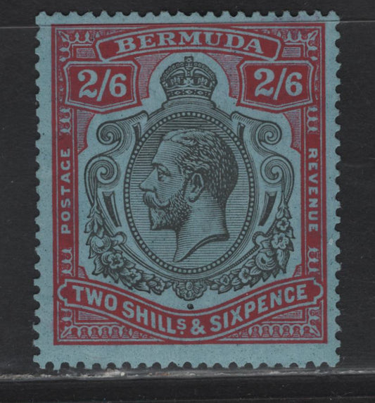 Lot 81 Bermuda SG#89g 2/6 Black & Red on Blue King George V, 1924-1932 Caravel Definitive Issue, A FNH Single, High Value, 1929 Printing