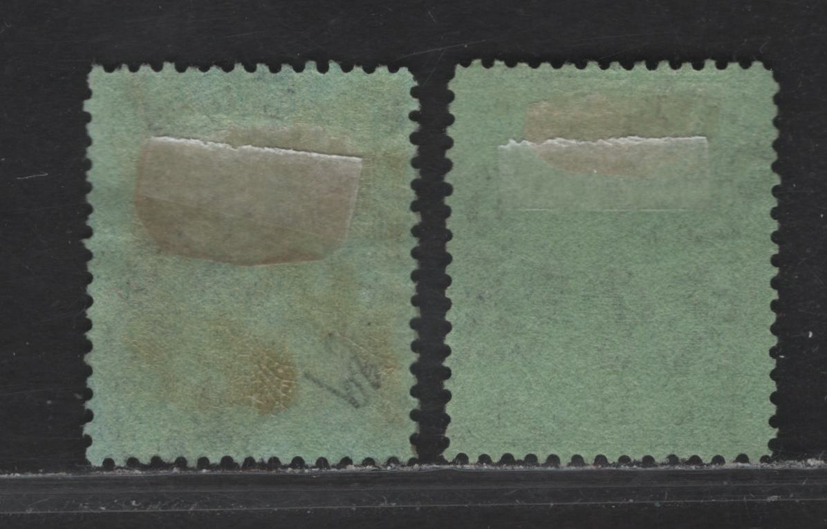 Lot 82 Bermuda SG#87-a 1/- Black on Emerald - Black on Yellow Green King George V, 1924-1932 Caravel Definitive Issue, 2 Fine Used Singles, Line Perf