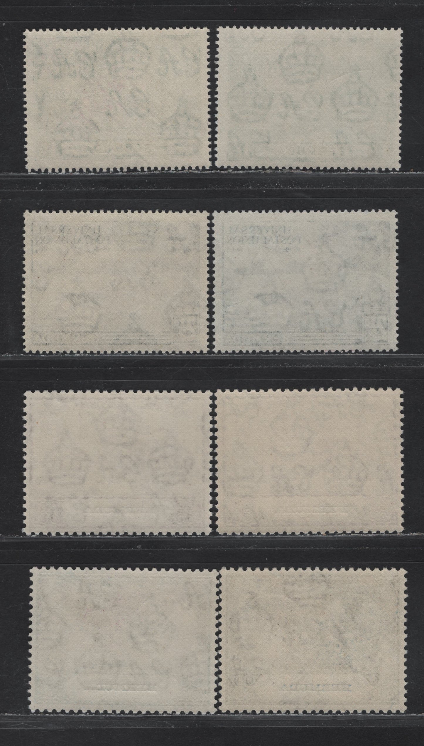 Lot 94 Bermuda SG#130-133 2.5d - 1/- Blue & Black - Blue Green UPU, 1949 UPU Issue, 8 F/VFNH Singles, Two Sets, Each A Different Shade