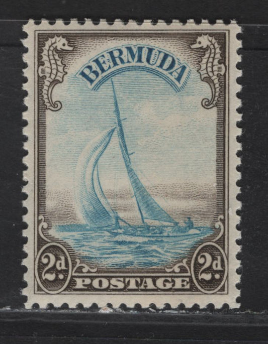 Lot 96 Bermuda SG#112 2d Greenish Blue & Sepia King George VI, 1940 KGVI Pictorial Issue, A VFNH Single, 1940 Printing, Line Perf