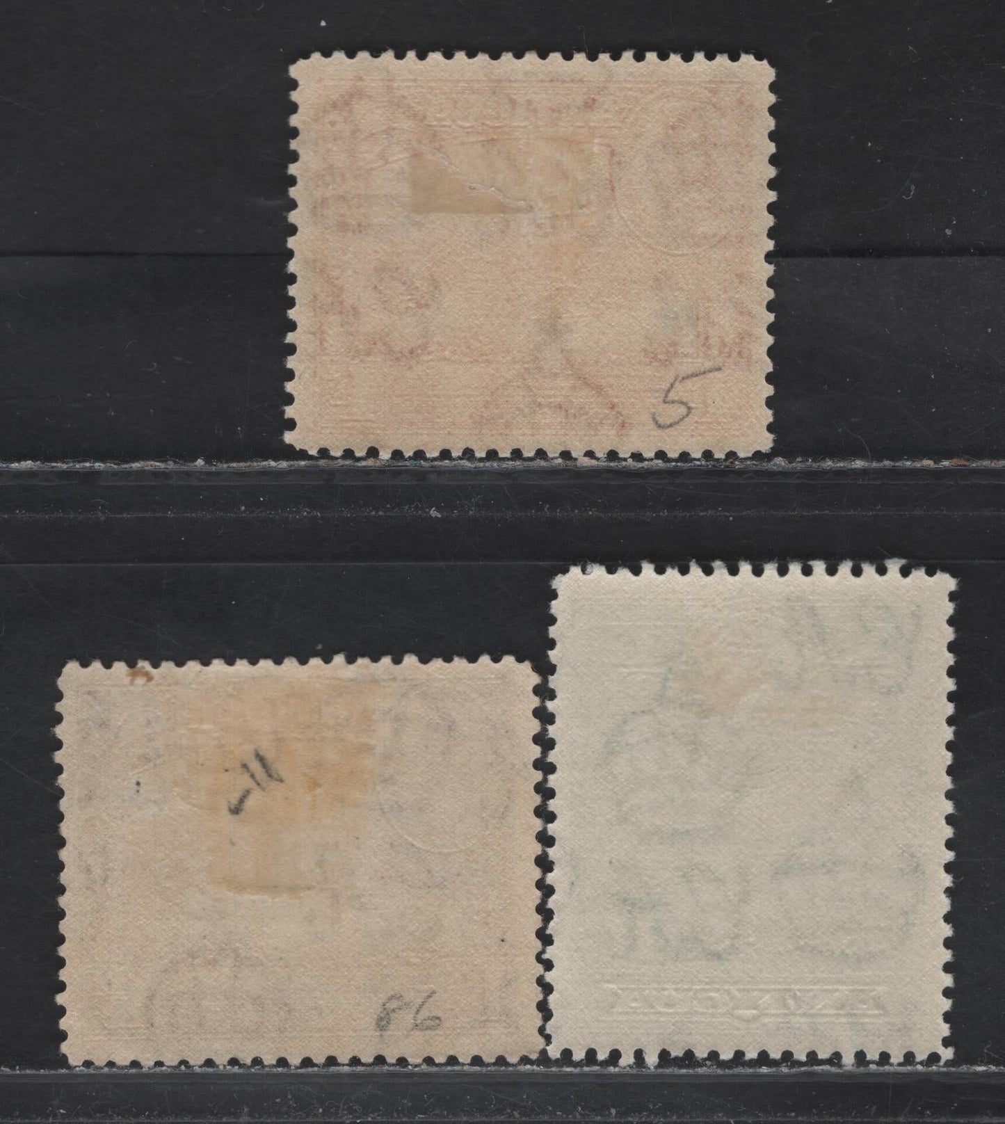 Lot 135 Antigua SG#98, 99a, 100a 1/2d - 1.5d Blue Green - Dull Reddish Brown , 1938-1951 KGVI Pictorial Issue, 3 VFOG Singles, 1942-1943 Printings On Opaque PaperWith Crackly Gum That Has A Regular Diagonal Crazing Pattern