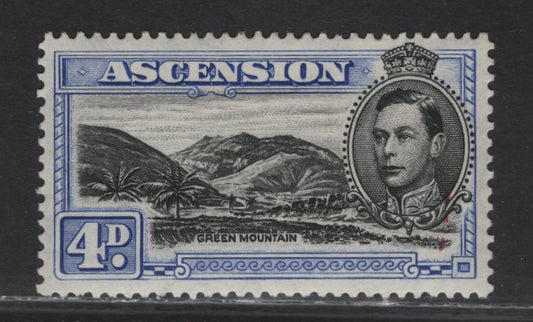 Lot 149 Ascension (C) SG#42c 4d Black & Ultramarine , 1938-1953 Pictorial Issue, A VFOG Single, 1942-1943 Printing On Translucent Paper, Perf 13.5, Crackly Gum That Has A Regular Crack Pattern