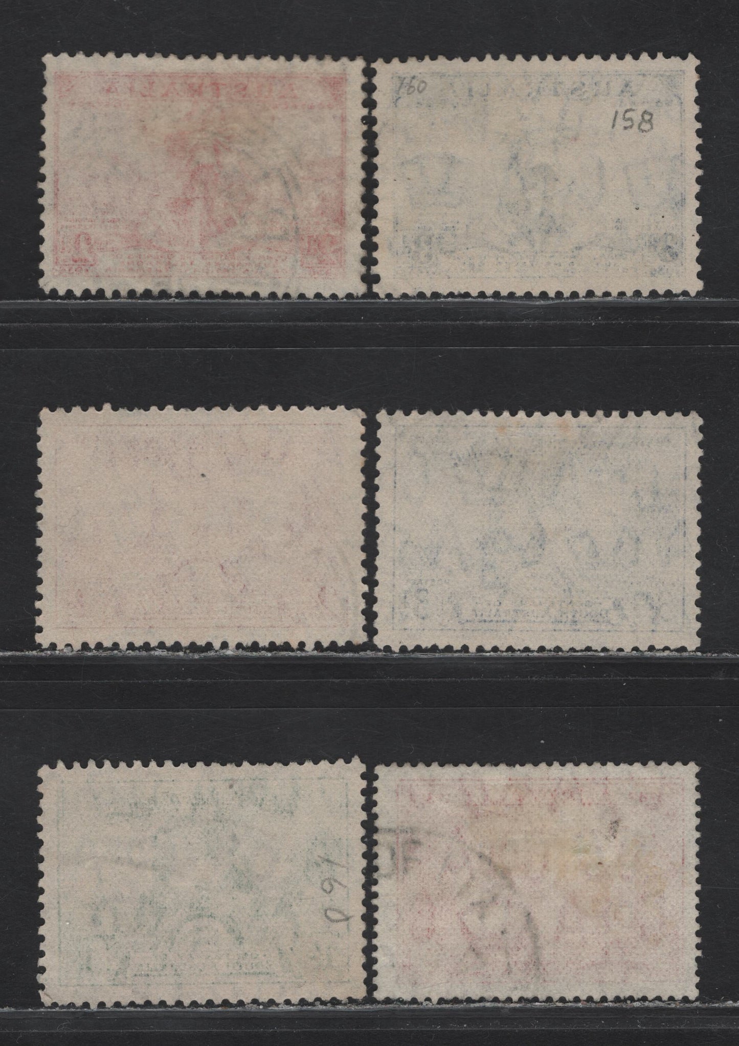 Lot 171 Australia (C) SG#159-163, 193 2d - 2d Scarlet - Scarlet , 1936-1937 Opening of Submarine Telephone Link - 150th Anniv of NSW Issues, 6 Very Fine Used Singles