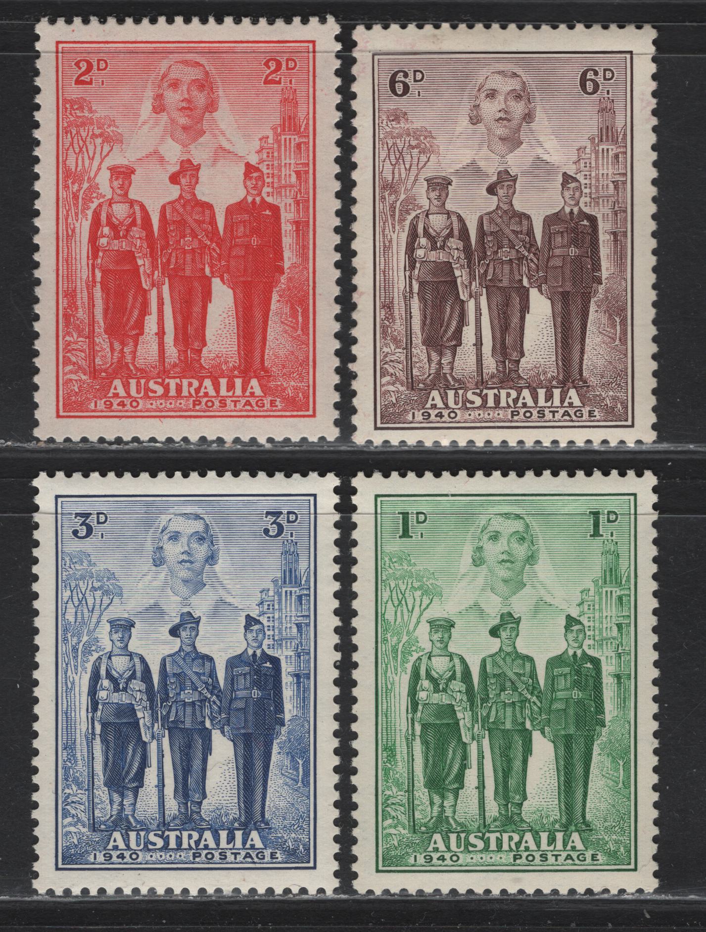 Lot 172 Australia (C) SG#196-199 1d - 6d Green - Purple Brown , 1940 Australian Imperial Forces Issue, 4 VFNH Singles