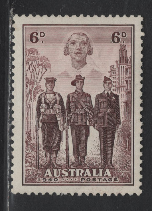 Lot 173 Australia SG#199 6d Purple Brown , 1940 Australian Imperial Forces Issue, A VFNH Single