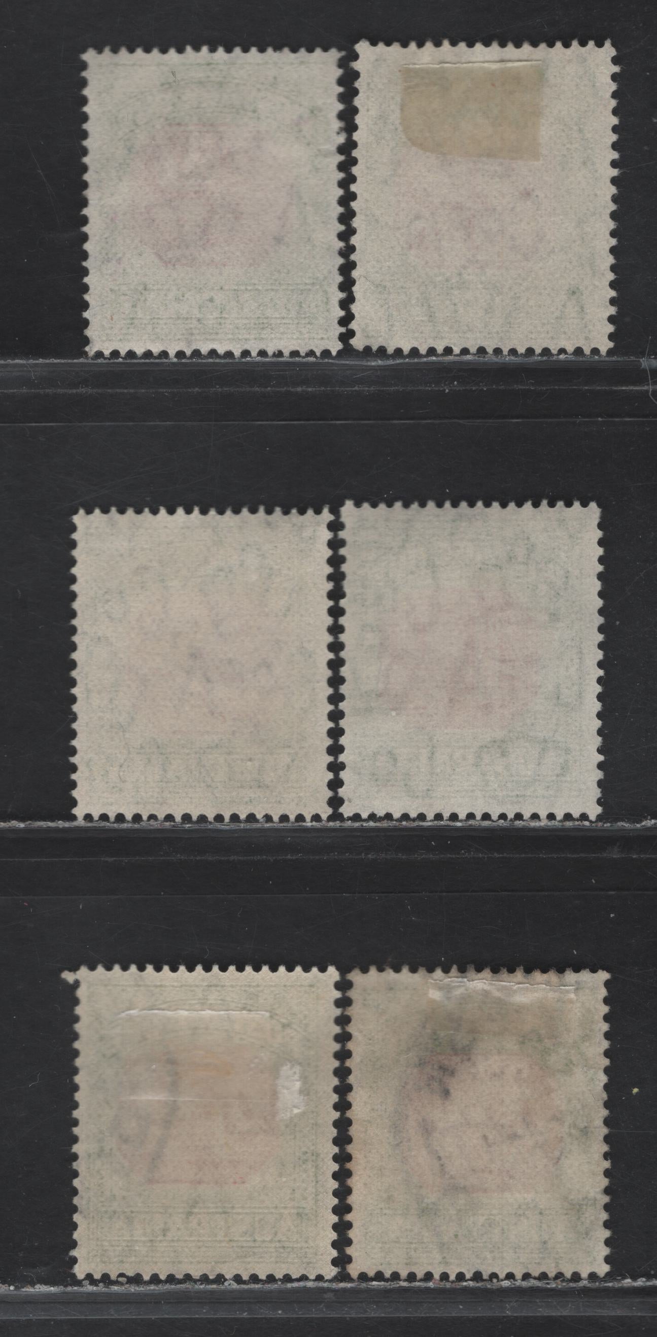 Lot 177 Australia (C) SG#D112, D114, D116 1/2d - 4d Yellow Green - Deep Red , 1946-1957 Postage Dues, 6 Fine/Very Fine Used Singles, Different Shades of Center & Frame Colors