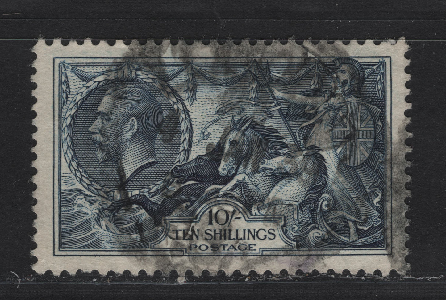 Lot 203 Great Britain (C) SG#482 10/- Indigo , 1934 Re-Engraved Seahorse Issue, A Fine Used Single